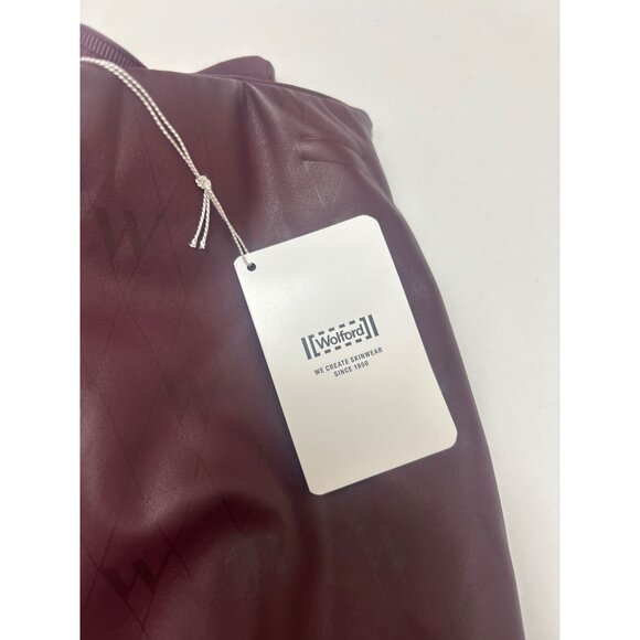 WOLFORD Net Vegan Leather Leggings Port Royale WINE BURGUNDY Size 38 NWT - Picture 5 of 6